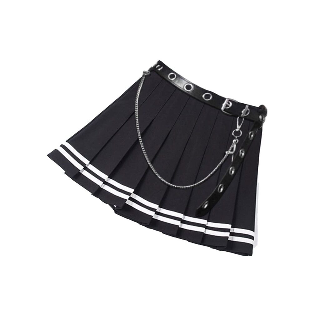 5308 Mini Pleated Skirts Goth High Waist A Line Striped Skirt School - Picture 2 of 8